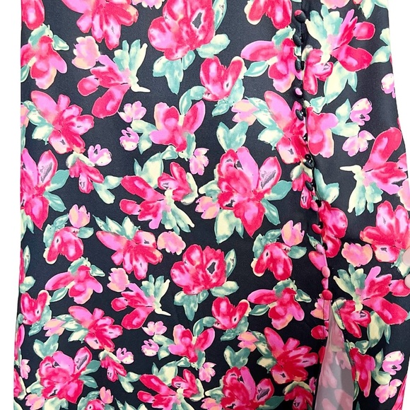 NWT Alexia Admor NY Womens Black Floral Flutter Sleeve Midi Dress High Slit - Picture 8 of 16